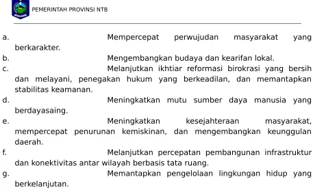 Tabel 4.1 Tujuan dan Sasaran Pembangunan Provinsi NTB Tahun 2016