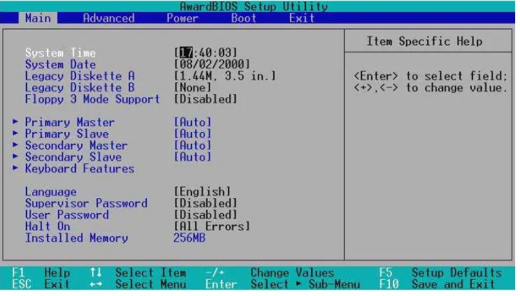 Gambar 3.28. Penentuan Hard Disk dan CD-ROM pada BIOS 