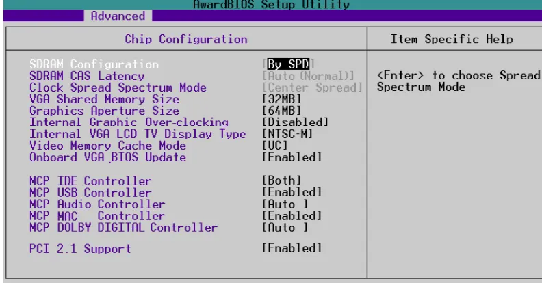 Gambar 3.30. Pengaturan RAM pada BIOS 