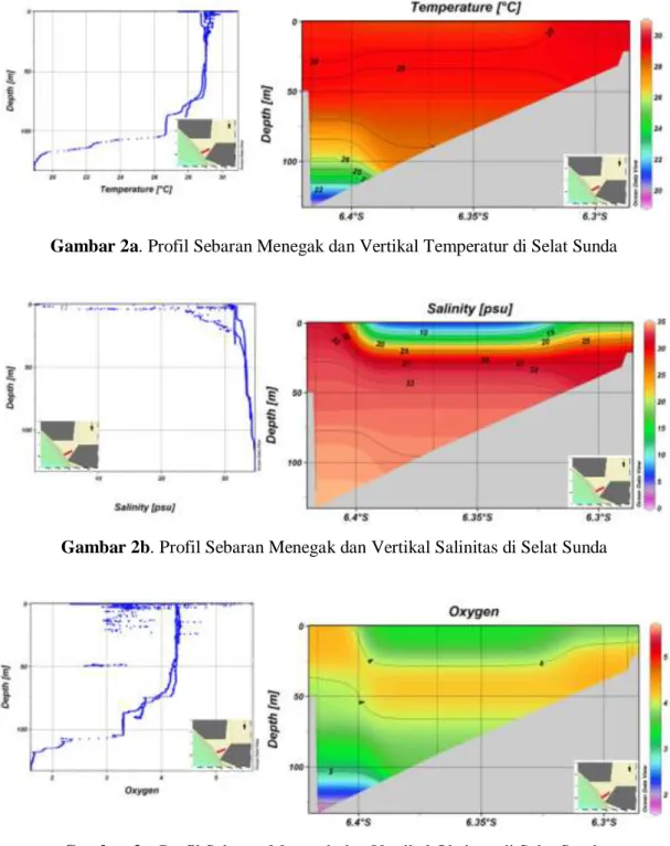 Gambar 2a. Profil Sebaran Menegak dan Vertikal Temperatur di Selat Sunda 