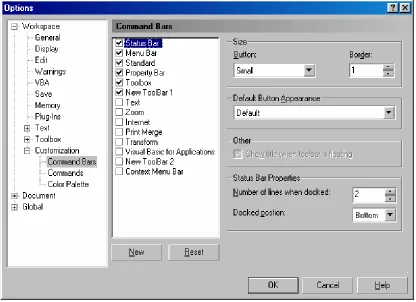 Gambar 12. Tool Bar Standard dalam Menu Dialog Option