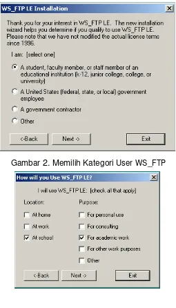 Gambar 2. Memilih Kategori User WS_FTP          