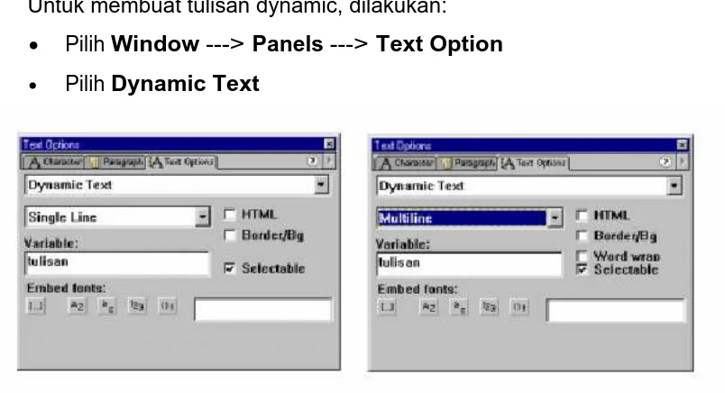 Gambar 27. Dialog Menu Text Option, Dynamic Text  