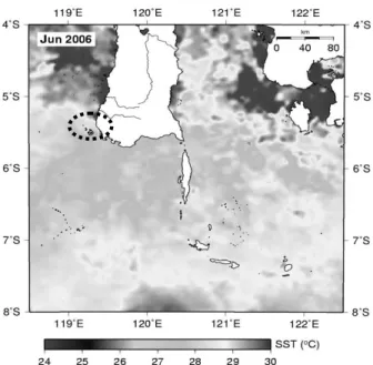 Gambar 2. Citra suhu permukaan laut pada bulan Juni 2006. 