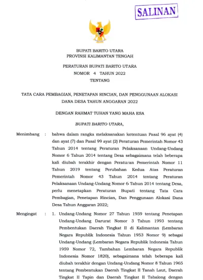 8. Peraturan Bupati Barito Utara Nomor 34 Tahun 2019 Tentang Daftar ...