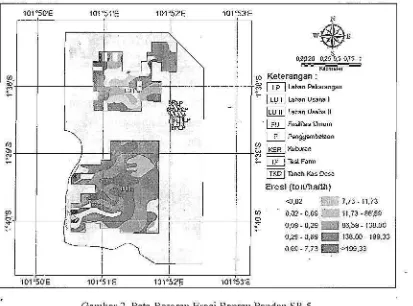 Gambar 2.  Peta Besaran Erosi Rantau Pandan SP­5 