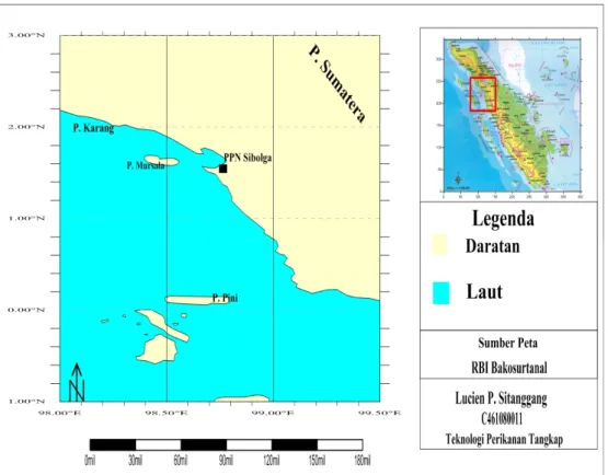 Gambar 3  Peta lokasi penelitian bubu di pantai Barat Sumatera  3.2  Bahan dan Alat 