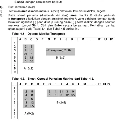 Tabel 4.5    Operasi Matriks Transpose 