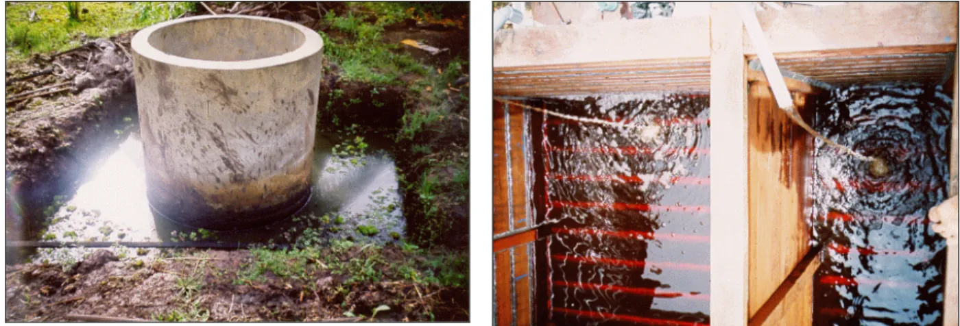 Gambar 3. Sumur sumber air baku  Gambar 4. Bak penampung air baku, larutan tawas  dan kapur 