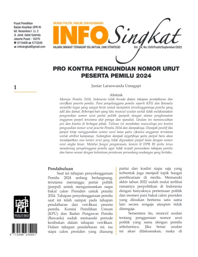 PRO KONTRA PENGUNDIAN NOMOR URUT PESERTA PEMILU