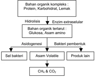 Gambar 1.Degradasi Anaerobik Senyawa  Organik. (Sumber : Benefield &amp; 