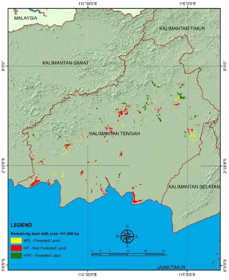 Figure 3.4. Location of non-licensed lands suitable for palm oil in Central Kalimantan Province  