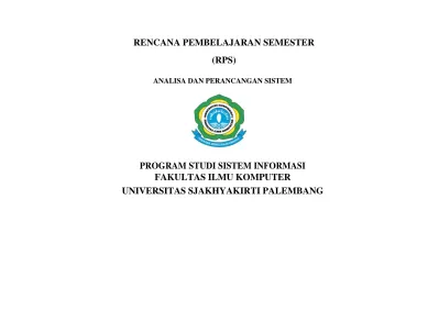 RENCANA PEMBELAJARAN SEMESTER (RPS) PROGRAM STUDI SISTEM INFORMASI ...