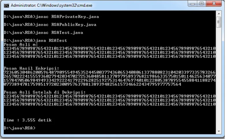 Gambar 3.5 Proses Enkripsi dan Dekripsi RSA dengan Java 