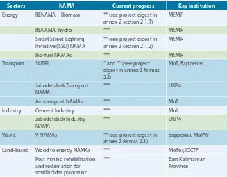 Figure 9. Summary table on latest NAMAs Development23