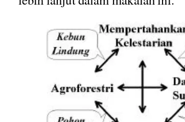 Gambar 1.  Hubungan antara pengelolaan DASberkelanjutan dengan fungsi hidrologidan agroforestri.