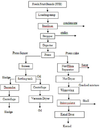 Gambar 1. Diagram Proses Produksi Minyak Kelapa Sawit (Lang, 2007) 