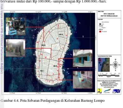 Gambar 4.4. Peta Sebaran Perdagangan di Kelurahan Barrang Lompo 