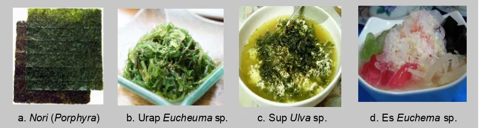 Gambar 2. Beberapa produk olahan makanan yang dibuat dari rumput laut.