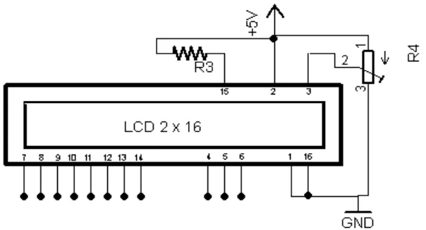 Gambar 3.6. Rangkaian Skematik LCD 