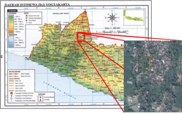 Gambar 1.  Lokasi daerah  penelitian, dusun Palgading, Sinduhardjo, Ngaglik, Sleman, Jogjakarta