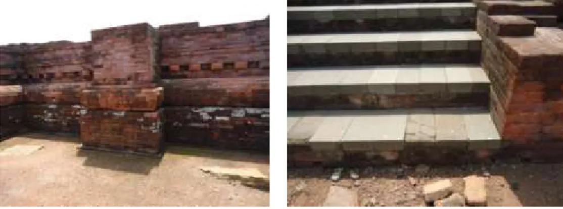 Gambar 1. Dinding setelah digali 1 meter  dan  tangga menuju stupa 