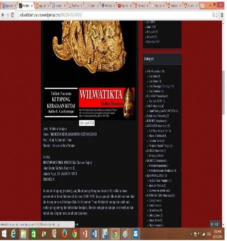 Gambar rajah 1 : menunjukkan laman depan Wilwatikta Muzium secara talian.
