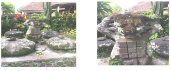 Gambar  11.  Arca  Yama  Raja  ini  diletakkan  di  atas  altar,  dikelilingi  masing-masing  sudutnya  dengan  onggokan batu alam