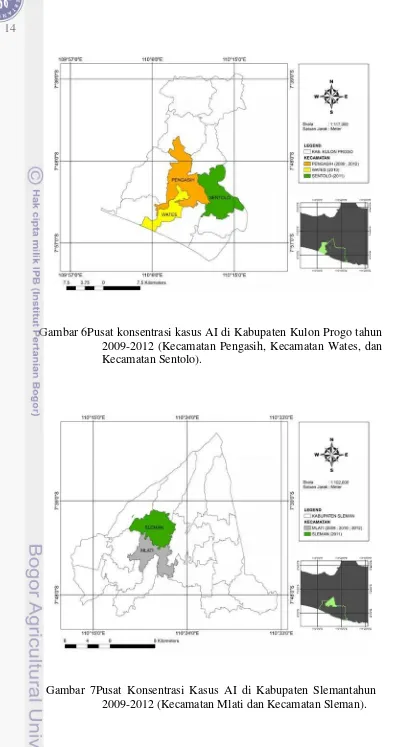 Gambar 6Pusat konsentrasi kasus AI di Kabupaten Kulon Progo tahun 