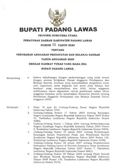 BUPATI PADANG LAWAS PROVINSI SUMATERA UTARA