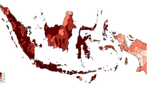 Figure 2. Geographical Distribution of Administrative Decentralization in Indonesia (2008-2014) (Source: Podes 2008-2014) 