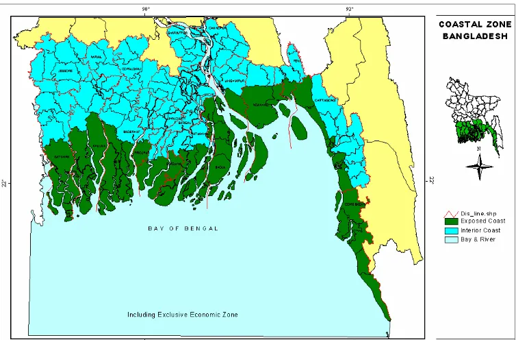 Figure-1: Coastal zone of Bangladesh (Source: Islam, 2004) 