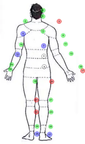 Gambar 5.9. Peta Tubuh Identifikasi Keluhan Musculoskeletal Operator 1