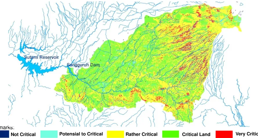 Figure 2.Critical land was classified using BRLKT with USLE soil erosion 