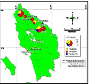 Figure 4. Distribution mapping of X. oryzae pv. oryzae pathotype in South Sulawesi Provinces 
