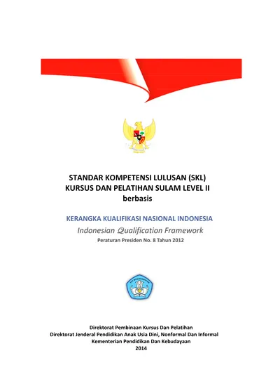 STANDAR KOMPETENSI LULUSAN (SKL) KURSUS DAN PELATIHAN SULAM LEVEL II ...