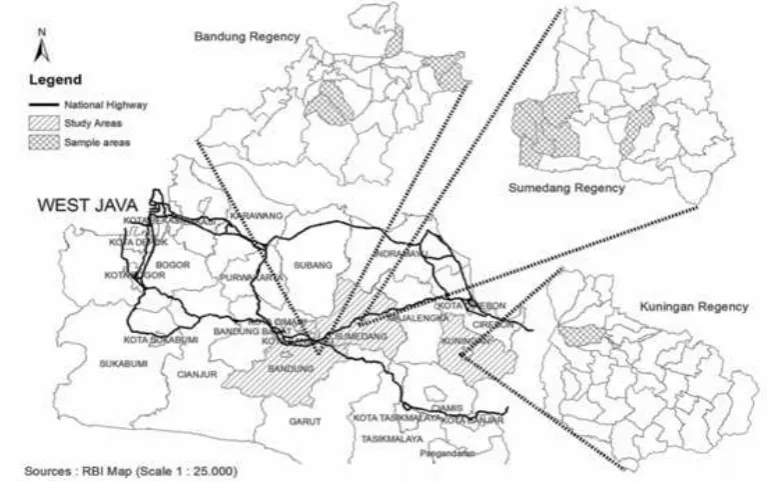 Fig. 1. Sampling location of Cilembu sweet potatoes, Rancing variety