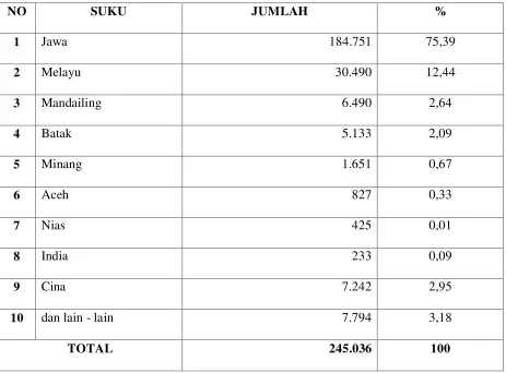 Tabel 3.1.4 : Data Penduduk Berdasarkan Suku 