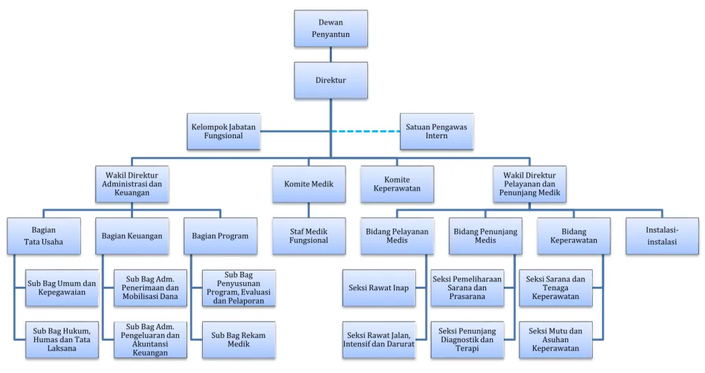Gambar 1    Struktur Organisasi RS. Jiwa Sambang Lihum  Dewan  Penyantun  Direktur  Wakil Direktur  Administrasi dan  Keuangan  Bagian  Tata Usaha 