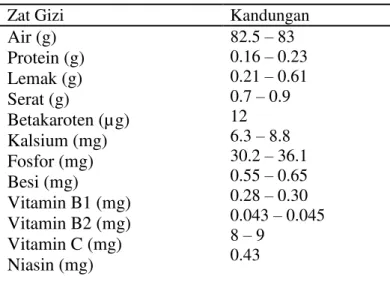 Tabel 2 Kandungan zat gizi buah naga merah per 100 gram 