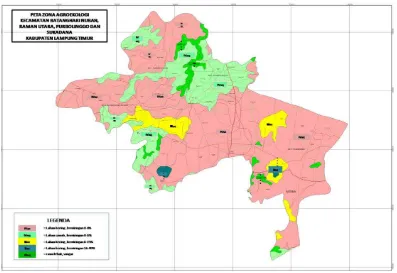 Gambar 2. Sebaran zona agroekologi di Kecamatan Batang Hari Nuban, Raman Utara, Purbolinggo dan Sukadana Kabupaten Lampung Timur