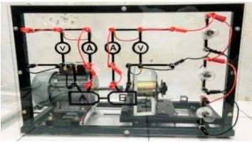 Gambar 4. Motor dikopel dengan generator dan beban lampu.  