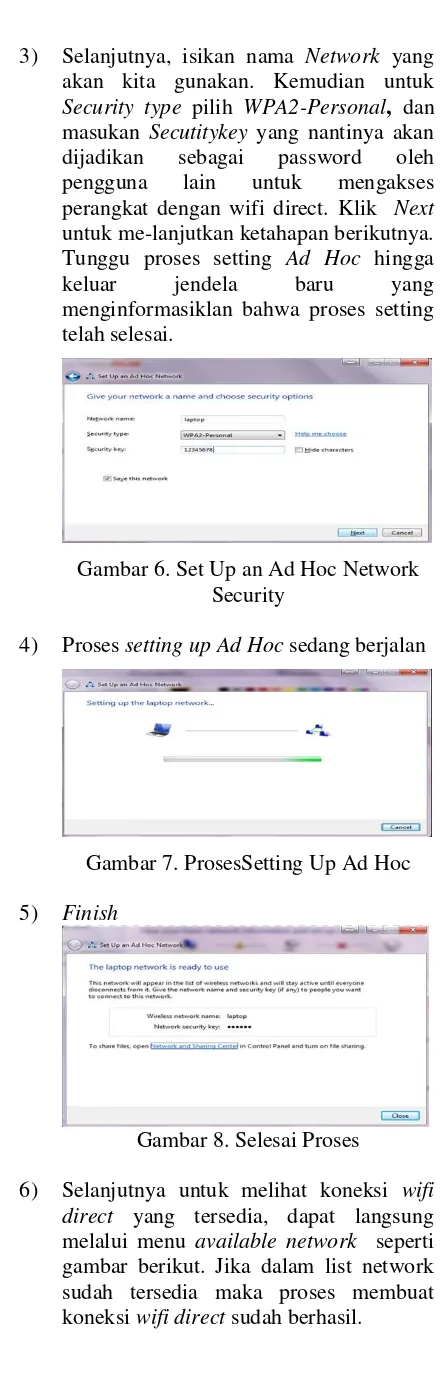Gambar 6. Set Up an Ad Hoc Network 