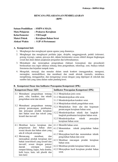 RENCANA PELAKSANAAN PEMBELAJARAN (RPP) B. Kompetensi Dasar Dan ...