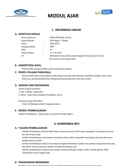 MODUL AJAR 1. INFORMASI UMUM