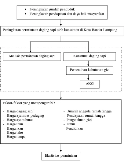 Gambar 3.  Paradigma kerangka pemikiran analisis permintaan daging sapi                    di Kota Bandar Lampung