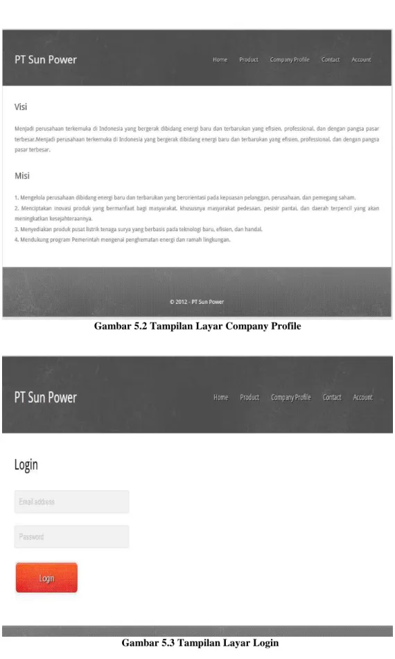 Gambar 5.2 Tampilan Layar Company Profile 
