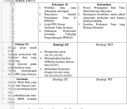 Tabel 9. Matrix SWOT 