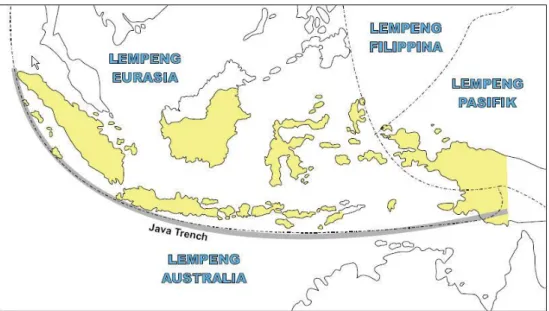 Gambar 2.2 : Pertemuan 4 Lempeng Tektonik di Wilayah Indonesia 