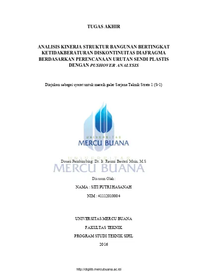 TUGAS AKHIR. Dosen Pembimbing: Dr. Ir. Resmi Bestari Muin, M.S. Disusun ...